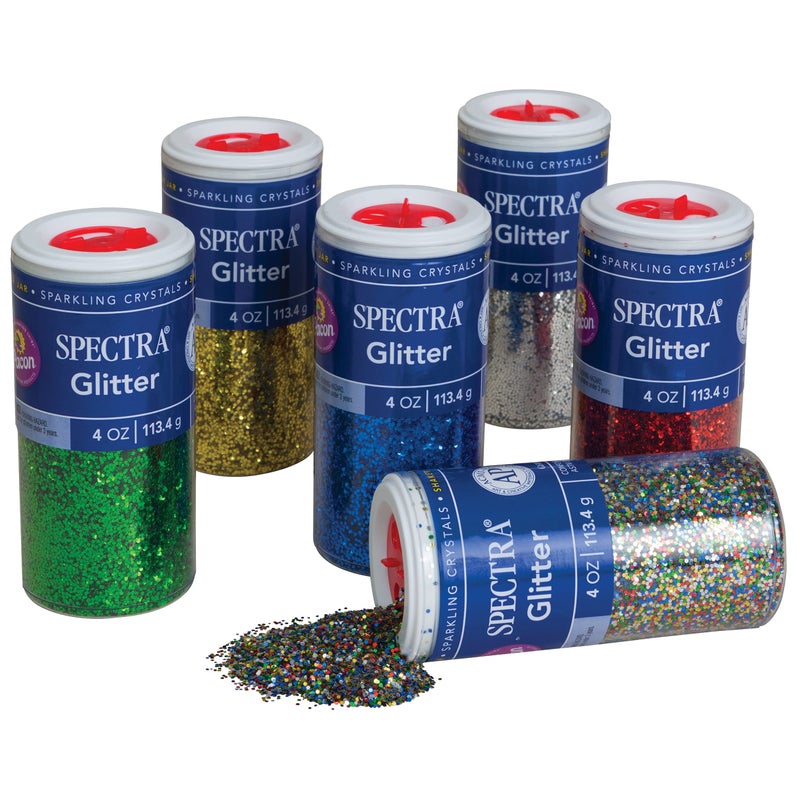 Spectra Arts & Crafts Glitter Assortment  6 Assorted Colors  4 oz.  6 Jars - Image 2
